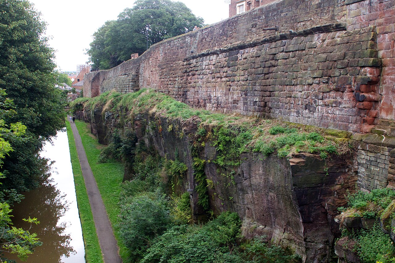 Chester city walls in England