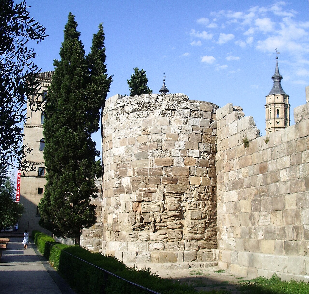 Ancient Roman wall of Zaragoza in Spain
